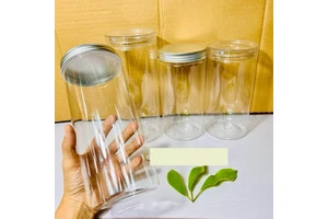 Plastic Lid Cylinder Plastic Wide MouthJar Transparent Dry Food Fruit PET Plastic Jar With Aluminum Lid Pavico VIETNAM FATORY